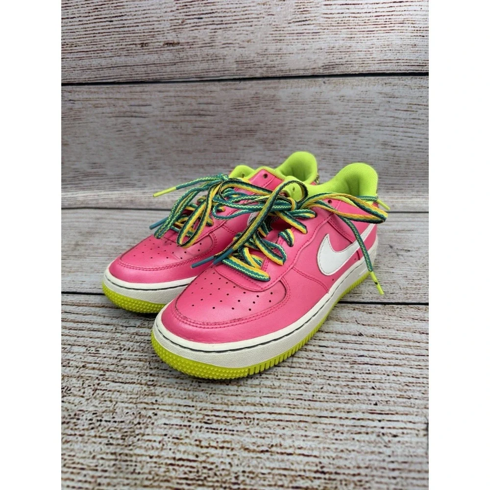 Nike Air Force 1 Low GS Pink Blast Volt Shoes Size 4Y CW5761-600 Used